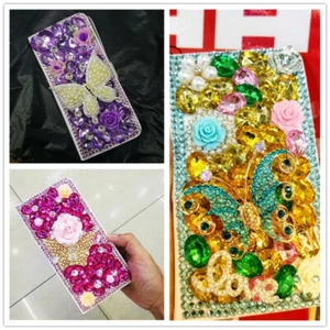 Glitter Sparkle Diamond Bling Rhinestone Leather Flip Wallet Card Phone Case - Picture 1 of 9