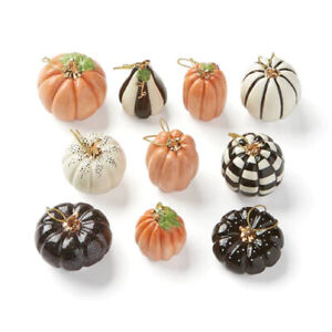 Lenox China Autumn Mini Pumpkins Ornaments - 10 Piece Set - N/O