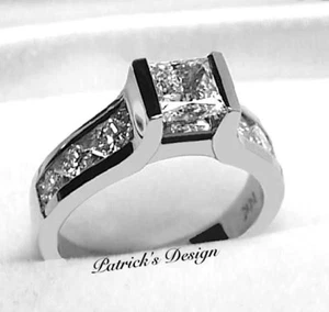 1.15CT GENUINE G COLOR PRINCESS CUT DIAMOND ENGAGEMENT RING 14K WHITE GOLD PD63G - Picture 1 of 9