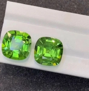 Pistachio Green Peridot 27.24ct – 14mm Pair (PD0233) - Picture 1 of 2