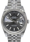 Nos Rolex Datejust 41 Steel & 18k Wg Rhodium Index Dial Watch B/p '21 126334