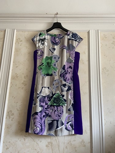 Abito nuovo con etichette Gianni Versace Collection donna stampa floreale 38 XS US 2 lavanda