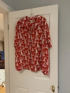 Island Passport Men's red & white button down short sleeve shirt vacation wear - Picture 1 of 17