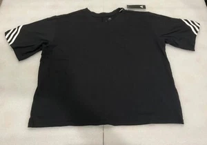 Adidas Women's 3 Stripe Black Fashion Tee Size M L XL 2XL - Picture 1 of 3