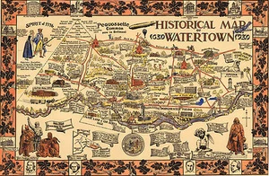 Early Historical Map of Watertown NY 1630-1930 Vintage History Wall Art Poster - Picture 1 of 2