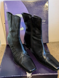Damen schwarze Leder Stiefeletten Gr. 6 - Bild 1 von 6