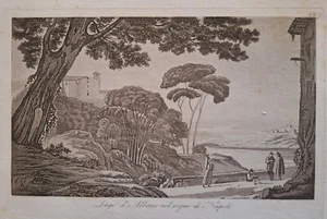 Lago d'Albano nel Regno di Napoli. Acquatinta. GANDINI, 1833. - Imagen 1 de 1