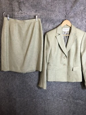 Traje Jones New York para mujer 10P verde lima mezcla de lino carrera informal negocios Foto 1 de 4