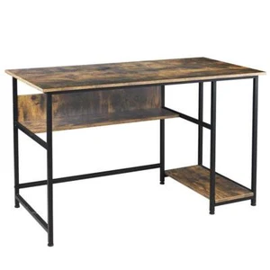 Scrivania con Mensola Libreria Tavolo Porta PC Computer Metallo Legno 120x60x76 - Foto 1 di 5