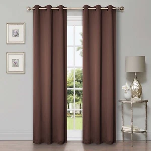 Solid Classic Modern Grommets Room Darkening 42" Wide Blackout Curtain Panel Set - Picture 1 of 206