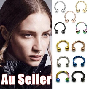 1pc Horseshoe Ring Hoop Ball Bar Cartilage Septum Helix Tragus Earring Piercing - Picture 1 of 14