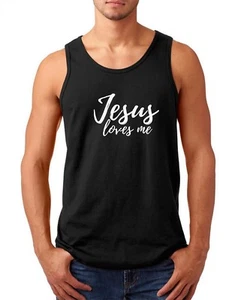 Mens Tank Top Jesus Loves Me Shirt Christian Faith Mens T-Shirt Religious Easter - Picture 1 of 4