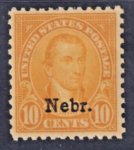 VF-XF MINT HINGED US #679 MONROE NEBRASKA OVERPRINT CV$90.00 - Picture 1 of 2