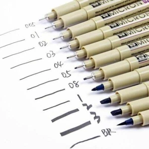 GENUINE JAPAN Sakura Pigma Graphic BR & Micron Liner Pen Ink Fine Assorted Black - Picture 1 of 6