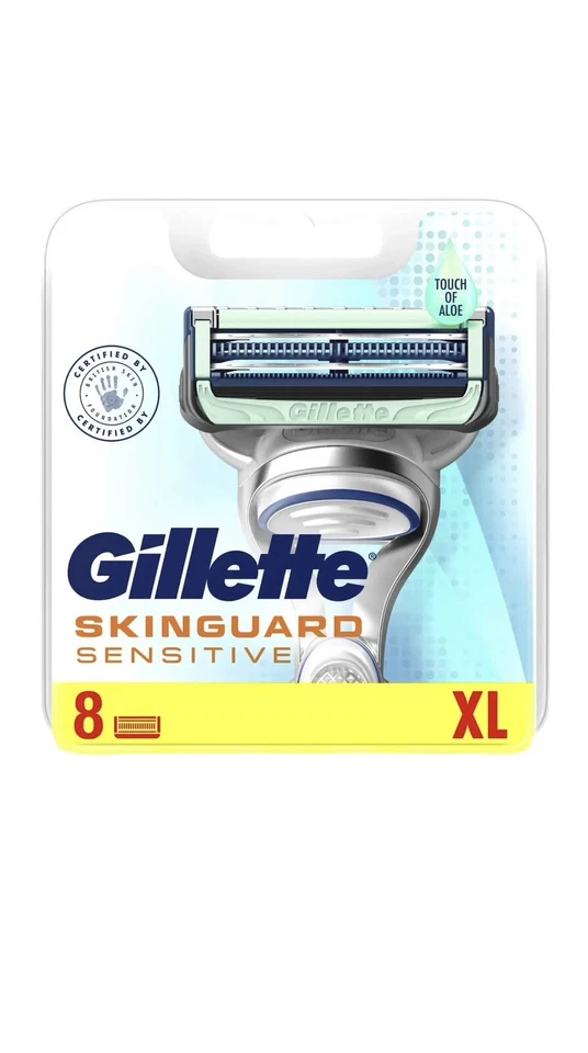 Gillette Skinguard Sensitive Razor Blades 8 XL Pk 100%Genuine Refills BRAND NEW