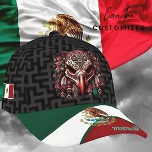 Personalized Mexico Eagle Cap, Aztec Style Hat with Flag, Gift for Mexican Pride - Picture 1 of 8