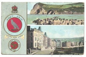 ISLE OF MAN - PORT ERIN  1920  B&R Dual-View Postcard COLBY S.O. Postmark - Picture 1 of 2