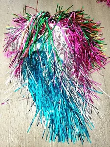 girls BRIGHT MULTI COLOR METALLIC TINSEL STYLE WIG HALLOWEEN COSTUME rock star - Picture 1 of 1