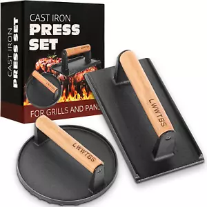 Burger Press Heavy-Duty Cast Iron Smashed Meat Steak Weight Grill Griddle Press - Picture 1 of 12