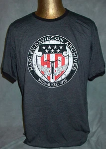 HARLEY-DAVIDSON MOTORCYCLES DISTRESSED MUSEUM ARCHIVES MENS XL GRAY T SHIRT NEW! - Picture 1 of 6
