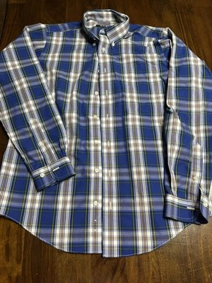 Brooks Brothers Fleece Shirt Youth Boys Large Blue Plaid Long Sleeve Button Up - Image 1 of 2