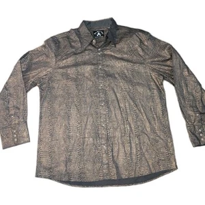 Rock Roll N Soul Long Sleeve Shirt Button Up Snake Skin Black & Gold Men's 4XL - Picture 1 of 20