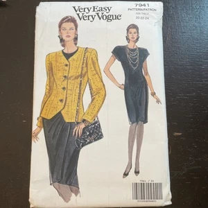 Vintage Vogue Jacke & Kleid Muster #7941 Größe 20, 22, 24 ungeschnitten - Bild 1 von 5