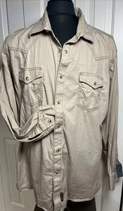 Wrangler Retro Mens Tan Size XXL Western Pearl Snap Long Sleeve Shirt - Picture 1 of 7
