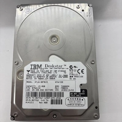 IBM Deskstar  Dtla-307015. 15 GB IDE ATA 7200RPM Hard Drive HDD - Image 1 of 4