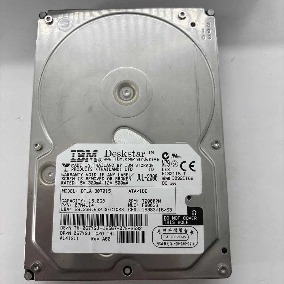 IBM Deskstar  Dtla-307015. 15 GB IDE ATA 7200RPM Hard Drive HDD - Image 1 of 4
