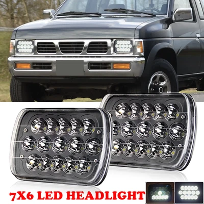 For 1995-1996 1997 Nissan Pickup Hardbody LED Headlights Hi/Lo Sealed Beam 7x6" - Image 1 of 4