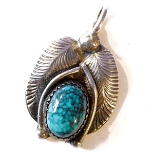 Vintage Roger Skeet Jr Lone Mountain blau Türkis Sterlingsilber Anhänger - Bild 1 von 2