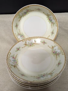 6 Meito Hand-painted 7.25" Soup Bowls -  Japan - Picture 1 of 3