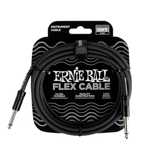 BLACK 10' Instrument Cable ERNIE BALL FLEX 6434 Straight/Straight 10ft - Picture 1 of 8