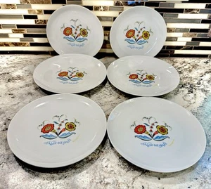 Set 6 Vintage Swedish Berggren Porcelain Var Sa God Swedish Plates (2 Sld/4 Dnr) - Picture 1 of 4