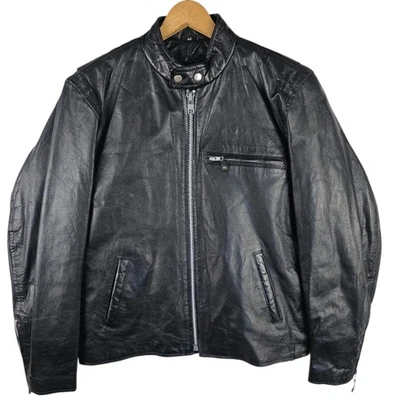 Chaqueta de moto de cuero negra Unik de colección para hombre talla 42 puño de motociclista cremalleras acolchadas  Foto 1 de 4