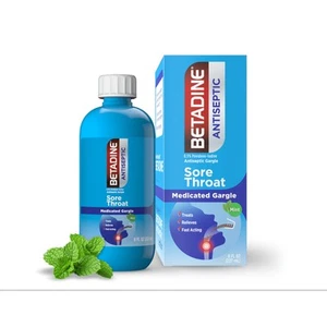 Betadine Antiseptic Sore Throat Medicated Gargle Mint Flavor 8 Ounce 3 Pack - Picture 1 of 6