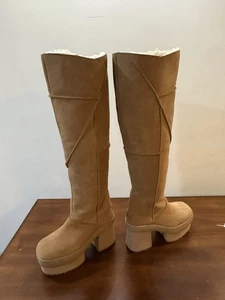 Ugg New Heights Xtra Platform Tall Boots Chestnut Suede Size 9 $350 - Picture 1 of 22