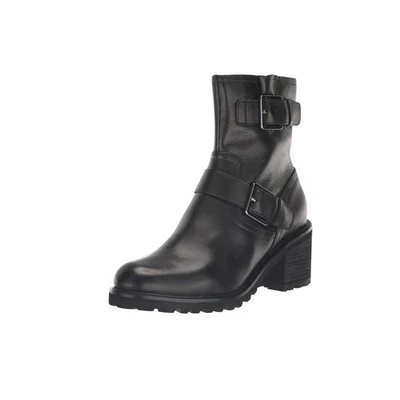 Botas al tobillo Seychelles nuevas sin caja de cuero negro con hebilla Moto tacón bloque talla 8,5 Foto 1 de 4