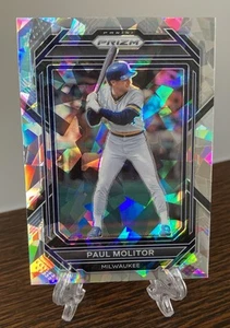 2023 Panini Prizm Parallel Cracked Ice Silver PAUL MOLITOR #88 Brewers SP HOF - Picture 1 of 2