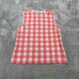 J. Crew Sleeveless Top Pink Gingham Plaid Cotton Linen Blend Women's Size 8 - Picture 1 of 6