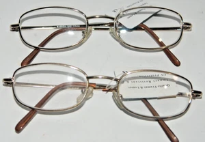 2 Reading glasses power+2.0 Spring temple compact classic gold tone men's frame - Picture 1 of 6