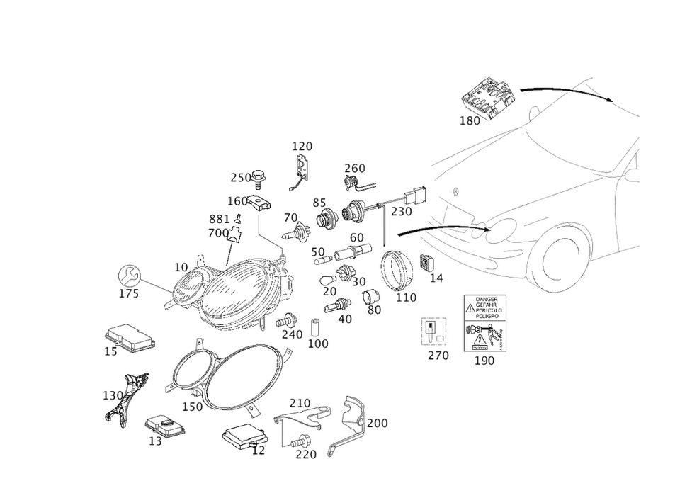 Arnés de cableado eléctrico genuino Mercedes-Benz 211-820-00-13-64 Foto 1 de 1