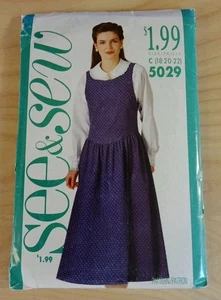 Butterick See & Sew 5029 Jumper w Shape Dropped Waist & Blouse Sz 18-20-22 UNCUT - Picture 1 of 4