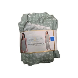 Live 2 Lounge Women’s 4-Piece Pointelle Lounge Set, Green, Size L - Picture 1 of 2