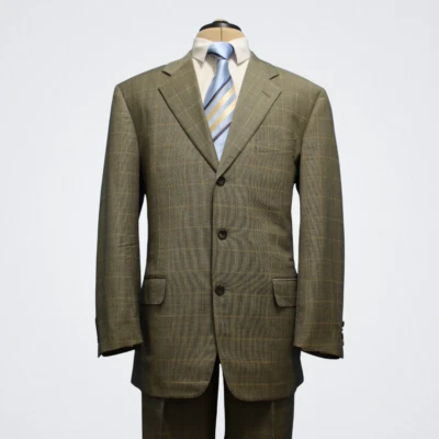 Traje Samuelsohn 2 Piezas a Medida 42R Gris Ventana Super 120s Lana Doble Ventilación Foto 1 de 4