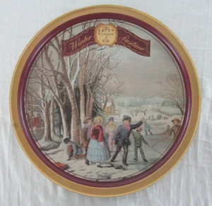 Currier & Ives Winter Pastime 1855 13" Tin Serving Tray 1994 Vintage Christmas - Picture 1 of 6