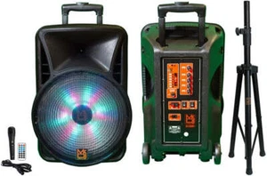 MR DJ DJ18BAT+ 18" Portable Bluetooth Speaker + Speaker Stand - Picture 1 of 7