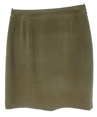 Falda lápiz recta 100 % seda verde oliva profundo lisa JONES NEW YORK para mujer 12 Foto 1 de 4