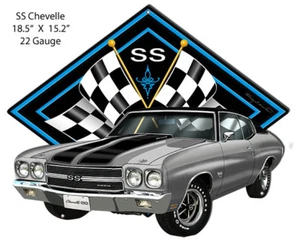 SS Chevelle Silver Car Cut Out Metal Sign By Rudy Edwards 15.2x18.5 - Picture 1 of 1